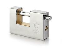 F.T. BUNKER - Cadenas Rectangulaire Blindé en Acier, Ultra Robuste, extérieur (96mm, Clé Radiale)