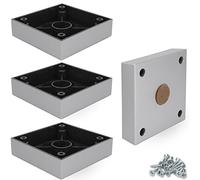 F!XBL Cuba Grande Lot de 4 pieds de meuble carrés avec patins en feutre Argenté 2,5 cm