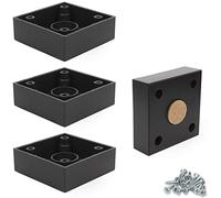F!XBL Cuba Grande Lot de 4 pieds de meuble carrés avec patins en feutre Noir 2,5 cm