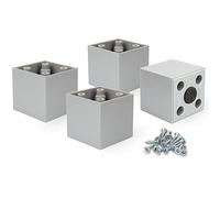 F!XBL Cuba Lot de 4 pieds de meubles carrés avec patins en feutre Gris 5 cm
