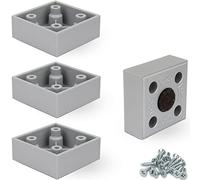 F!XBL Cuba Lot de 4 pieds de meubles carrés de 2 cm de haut avec patins en feutre Gris