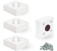 F!XBL Lot de 4 pieds de meubles carrés de 2 cm de haut avec patins en feutre modèle Cuba - Blanc