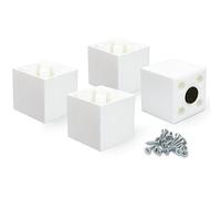 F!XBL Lot de 4 pieds de meubles carrés de 5 cm de haut avec patins en feutre modèle Cuba - Blanc