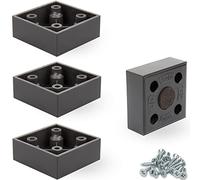 F!XBL Lot de 4 pieds de meubles de forme carrée de 2 cm de hauteur avec coussins en feutre, modèle Cuba - Noir