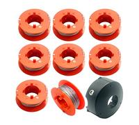 F016800175 Bobine de Rechange pour Coupe-Bordures Bosch Art 23 26 30 Combitrim Easytrim Pro-Tap, Ligne de rinçage Automatique 8 mètres avec Couvercle pour F016L71088 (8 bobines et 1 Couvercle)