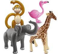 F2/Carpeta 4 animaux gonflables XXL pour une fête safari // avec singe + flamant rose + éléphant +lion // Afrique, Savanne, anniversaire d'enfant, décoration de fête d'anniversaire, slogan, ballons