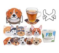 F4B 10 Pièces Dessous de Verre Chien Diamond Painting | Strass Ronds | Sous-Main | Enfants | Paquet Adultes et Enfants