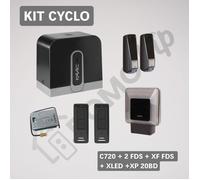 FAAC CYCLO KIT 105999144 motorisation C720 portail avec télécommandes + récepteur FDS photocellules clignotant