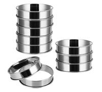 FAAING 10 Pièces Cercle à Pâtisserie 10 cm Cercle à Tartelette en Acier Inoxydable pour Muffins, Crêpes, Omelettes et Mousse