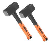 FAAING Lot de 2 masse 1500 g, massette 1.5kg Avec manche en fibre de verre, maillet caoutchouc 26,5 cm de long massette pour fendre bois, Orange