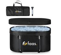 Faas Bain de Glace XL 420L - Baignoire Pliable pour Adultes - Avec Couvercle, Tuyau de Vidange & Accessoires - Ice Bath - Portable, PVC Durable, Facile à Installer - Noir