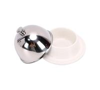 Fabater Beurrier en Céramique avec Couvercle en Dôme en Acier Inoxydable, Beurrier Rond, Plat à Fromage avec Couvercle, Récipient à Beurre pour Comptoir, Dessert, Cupcake (haut argenté)