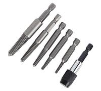 Fabater Extracteur de Vis sans Tête, 6 Pièces Denture Fine Queue Hexagonale | Outil de retrait de vis pour boulons dénudés, extracteur de vis cassé avec extracteur de poteau, acier rapide, argent