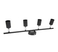 Fabater Kit D'éclairage sur Rail LED 4 Lumières, Spot de Plafond Rotatif Flexible, Luminaires sur Rail Modernes 60W pour Cuisine, Salon, Salle à Manger, Ampoules E27 Non Incluses, Noir Mat