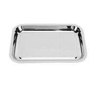 Fabater Plateaux de Service de 10,2 X 7,3 Pouces, Grands Plateaux de Service Robustes en Acier Inoxydable, Assiettes Rectangulaires Argentées pour la Nourriture,les Fruits,les Fêtes