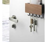 Fabater Porte-Clés en Bois Organisateur de Courrier 5 Crochets sans Perçage Porte-Clés Mural pour Entrée Mur Décoratif -Courrier Étagère Organisateur de Rangement pour, Petits Accessoires