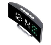 Fabater Réveil Miroir LED à écran incurvé, Affichage de la Température et de l'humidité 12/24 Heures, Mode Snooze activé par la Voix, Réveil Numérique électrique avec luminosité Réglable et Option