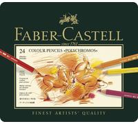 Faber-Castell 110024 Crayons de couleur pour artistes POLYCHROMOS®, couleurs assorties en étui métallique de 24(S)