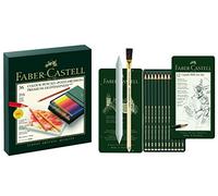 Faber-Castell 110038-12 Crayons Crayons hromos, boîte de 36 Atelier avec Faber-Castell 119065 - Crayon Castell 9000, Art Set, contenu 8B - 2H avec estompe et gomme), 36er Atelierbox | POLYCHROMOS, 1