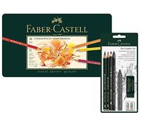 Faber-Castell 110095 Lot de 36 crayons de couleur Polychromos avec étui en métal et kit de dessin Pitt Graphite