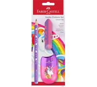 Faber-Castell 111528 - Set d'écriture licorne avec crayon jumbo, taille-crayon et gomme, set d'école pour enfants