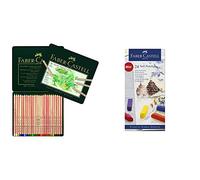 Faber-Castell 112124 Crayon PITT PASTEL boîte métal de 24 pièces & 128224 Demi pastel carre tendre boîte de 24