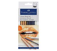 Faber-Castell 114004 - Classic Sketch Set, 6 pièces, avec 1 crayon, 1 Pitt Oil Base, 3 pastels Pitt, 1 effaceur de papier