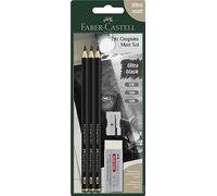 Faber-Castell Pitt Graphite 115297 - Ensemble 3 (10B,12B,14B), gomme dust-free et taille-crayon