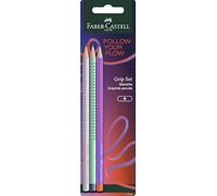 Faber-Castell 117006 - Set de crayons à papier Flow Edition, 3 crayons à papier Grip de dureté B, set d'écriture pour l'école