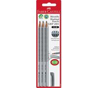 FABER-CASTELL 117097 - Crayon GRIP 2001, dureté B, lot de 3 avec une gomme
