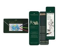 Faber-Castell 117536 Crayons de couleur aquarellables Albrecht Dürer, boîte métal de 36 & 119063 Set de 6 crayons graphite CASTELL 9000