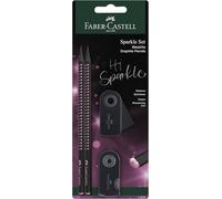 Faber-Castell 118296 - Set d'écriture Sparkle Midnight rose, avec 2 crayons, 1 gomme et 1 taille-crayon