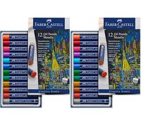 Faber-Castell 127014 - Pastels à l'huile métalliques, 12 craies à l'huile à consistance crémeuse, craies à haute pigmentation (Lot de 2)