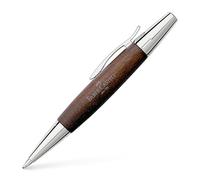 Faber-Castell 148381 -Stylo bille Twist e-motion en bois de poirier/chrome, recharge: B, couleur du corps: brun foncé/argent