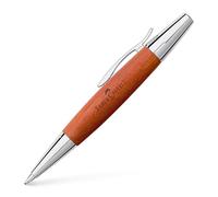 Faber-Castell 148382 - Stylo bille Twist e-motion en bois de poirier/chrome, recharge: B, couleur du corps: argent/marron 1 Unité (Lot de 1)