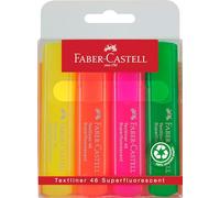 Faber-Castell Textliner 1546 – 4 surligneurs néon, pointe biseautée 1–5 mm, rechargeable
