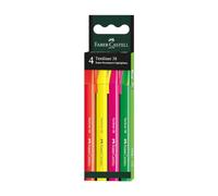 Faber-Castell 157774 - Set de surligneurs, 4 surligneurs en couleurs fluo, largeur de trait 0,3-1,0 mm