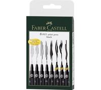 FABER-CASTELL 167137 Stylo à encre de Chine PITT artist pen noir Etui de 8(S)