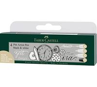 FABER-CASTELL 167151 - Feutres Pitt Artist Pen Black and White, lot de 4