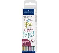 Faber-Castell 167304 - Stylos à encre Pitt Artist Pen Metallic, 4 feutres, épaisseur de trait 1,5 mm