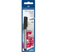 Faber-Castell 167398 - Crayon à encre de Chine Pitt artist pen, épaisseur 1.5 mm, carte blister, argenté