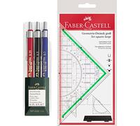 Faber Castell 177090 Triangle à dessin avec poignée Grand format Set de porte-mines triangulaires et porte-mines.