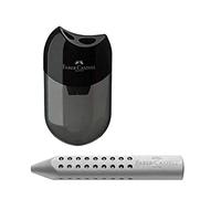 Faber-Castell - 183500 - Taille-crayon double - Couleur du boîtier : noir/transparent (1 taille-crayons et une gomme grise à 3 arrêtes).