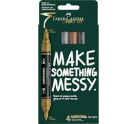 Faber-Castell 186004 - Set de marqueurs acryliques Multimark, 4 feutres acryliques à double pointe dans des couleurs métalliques, résistants à l'eau et à séchage rapide