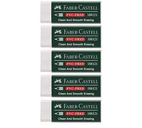 Faber-Castell 188121 Gomme 7081 N sans PVC, plastique (5 gommes, blanc)