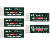 FABER-CASTELL 205002 - Gommes 188121, sans PVC, plastique, blanches, 5 pièces