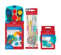 FABER-CASTELL 205036 - Set de peinture Connector avec boîte d'aquarelles, set de 4 pinceaux et godet, turquoise