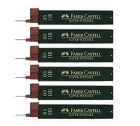 Faber-Castell 205040 - Set de mines fines Super Polymer, 6 pièces avec 12 mines chacune, 0.5 mm, dureté HB