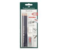 Faber-Castell 211197 - Set de crayons Goldfaber, dureté HB et B, taille-crayon simple, gomme, 6 pièces