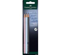 Faber-Castell Lot de 3 crayons à papier Harmony Sparkle B effet scintillant - Rose, Bleu-ciel, Noir